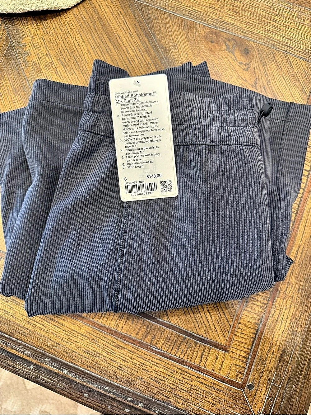 Lululemon Ribbed Softstreme MR Pant 32" Wide Leg Pants Gray Medium - Picture 2 of 2